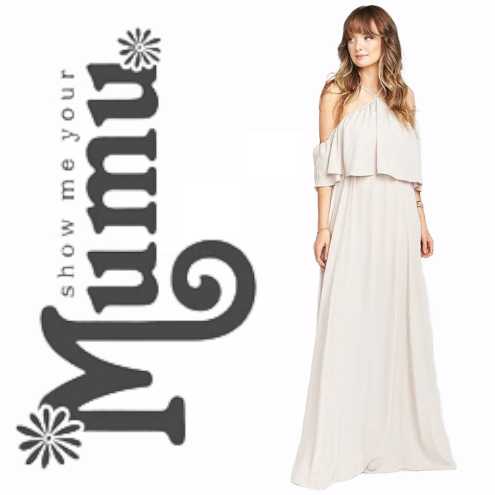 Show Me Your MuMu Rebecca Ruffle Maxi Dress Beige